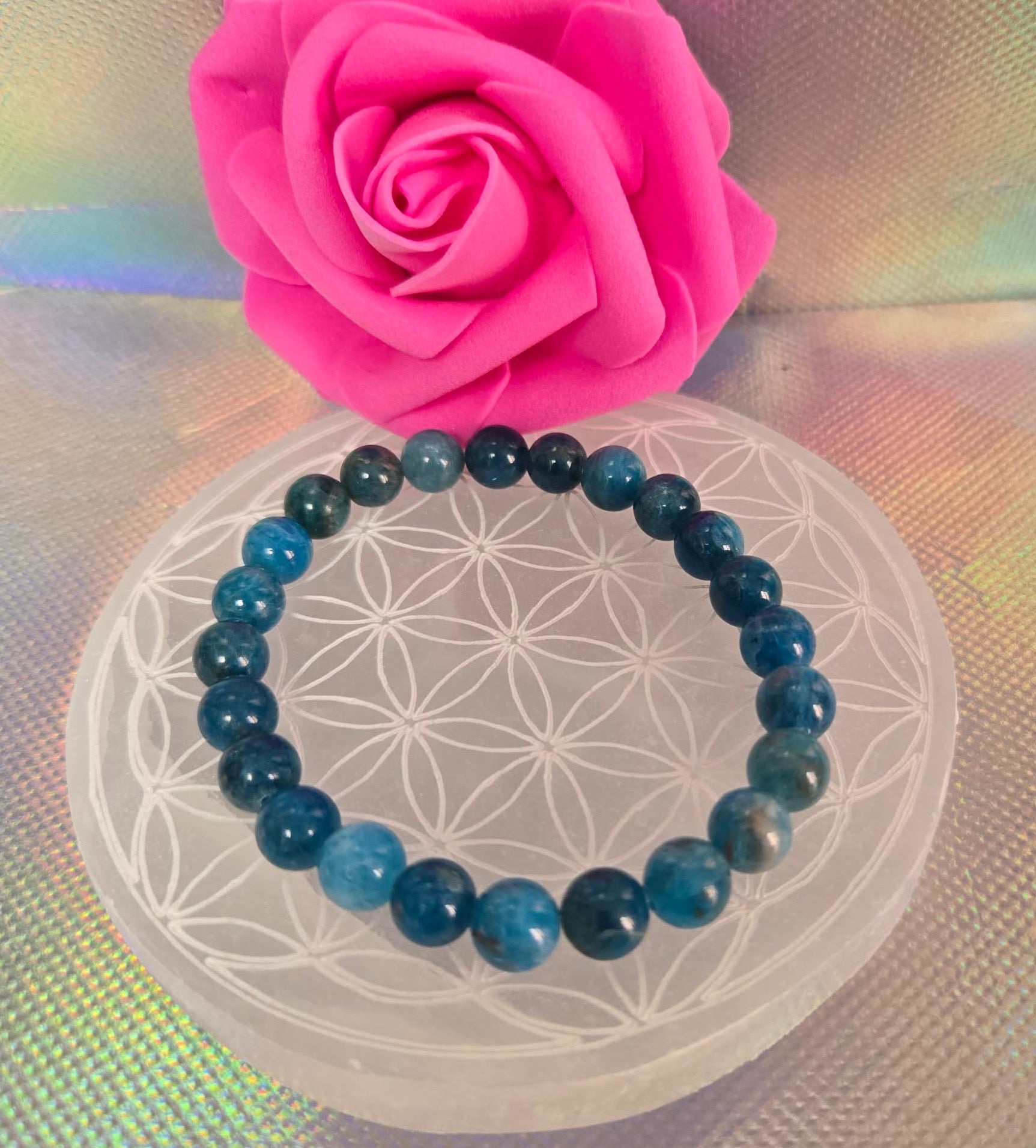 Bracelet apatite bleue perles AA