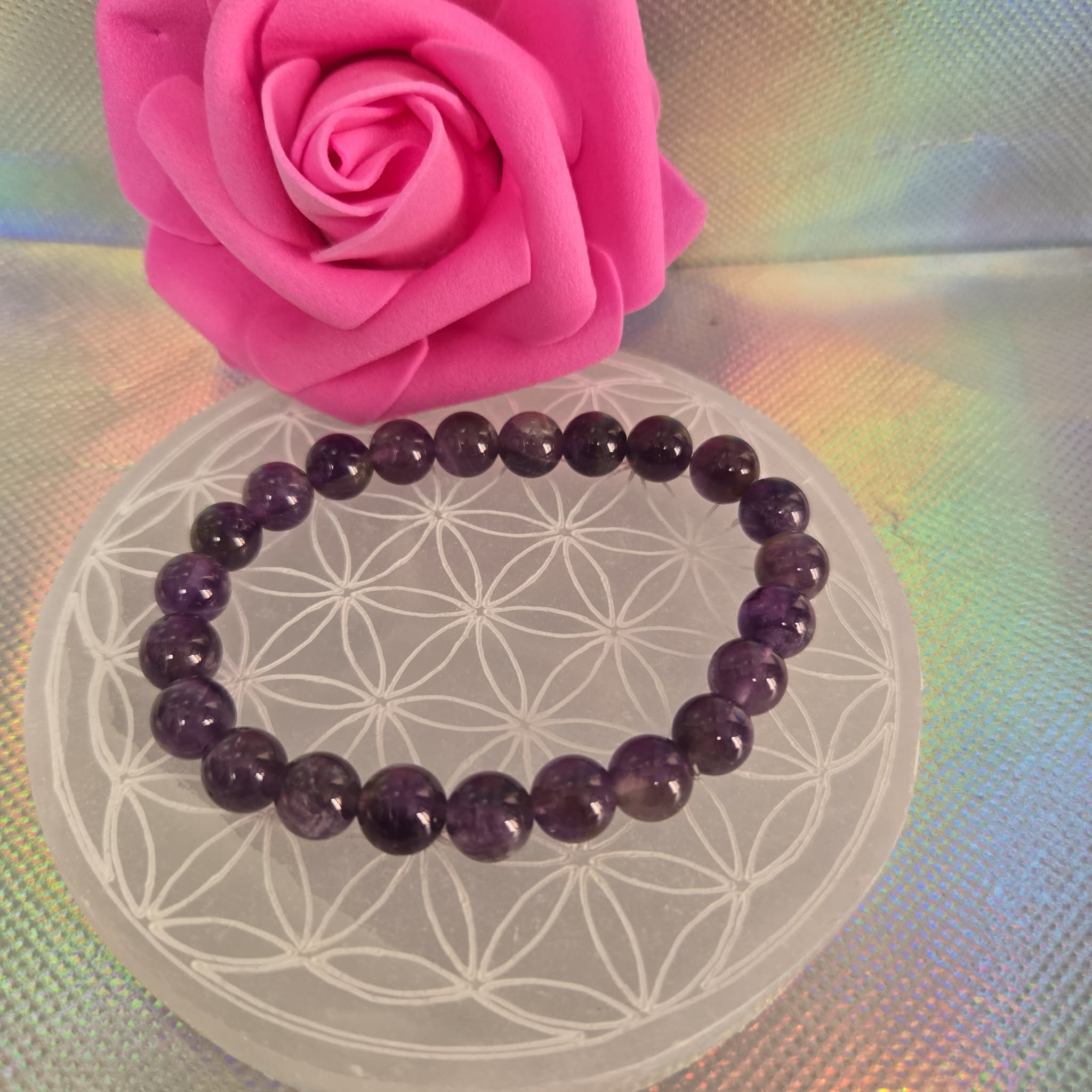 Bracelet améthyste foncée perles AA