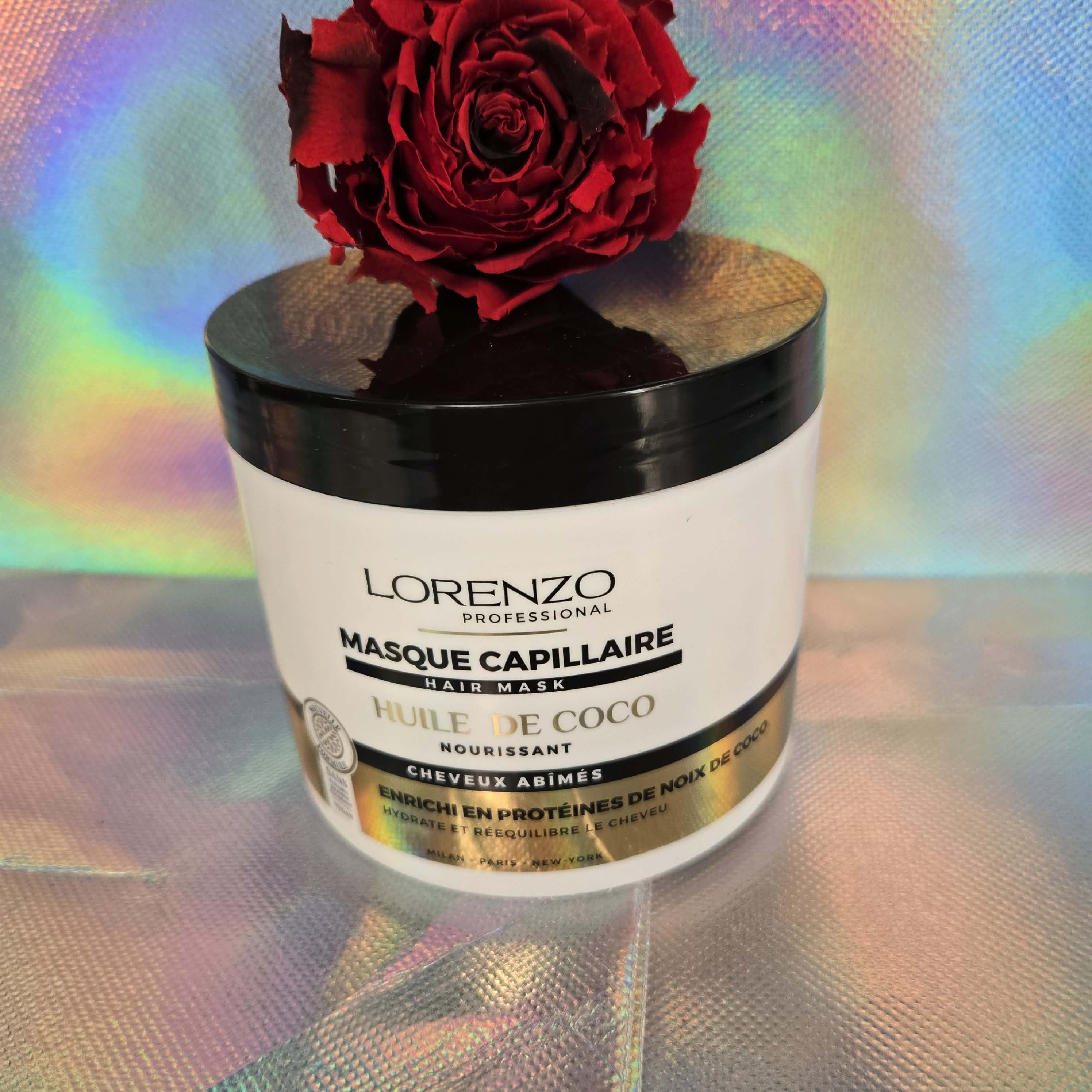 500ml Lorenzo Professional - Huile Coco - Masque Capillaire cheveux abîmés