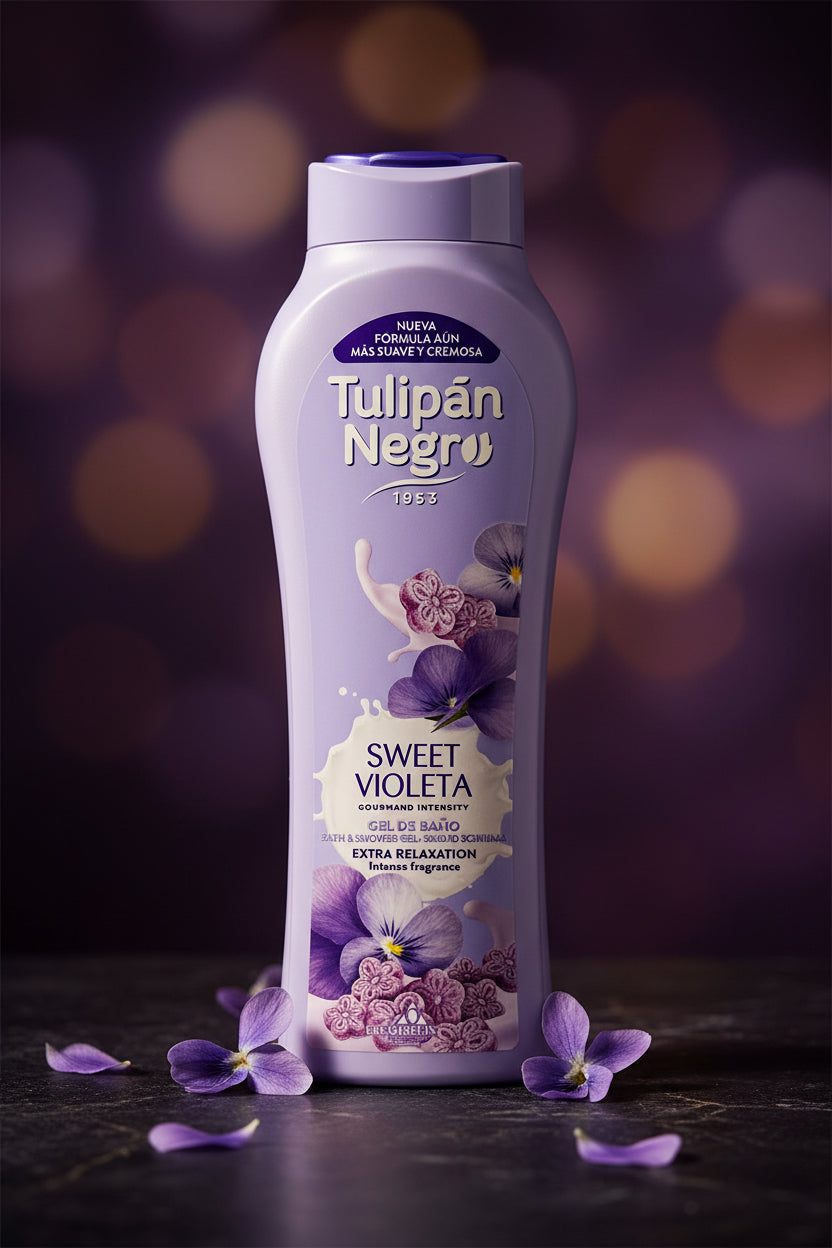 Gel Douche Gourmand & Parfumé Bonbon à la Violette – Tulipan Negro (650 ml)
