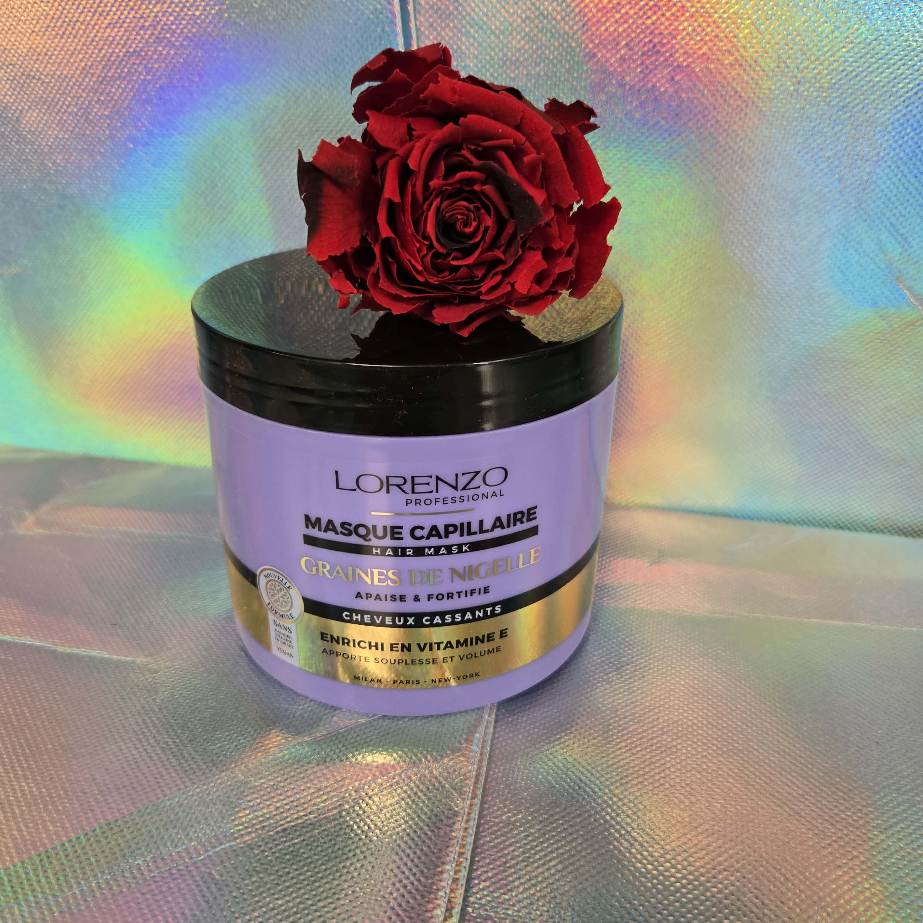 500ml Lorenzo Professional - Huile de Graines de Nigelle - Masque Capillaire cheveux cassants